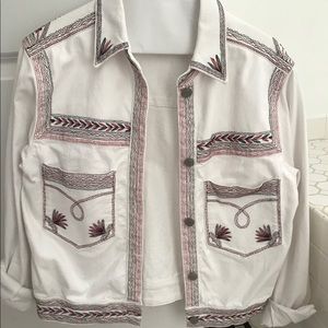 Embroidered Denim Jacket, White